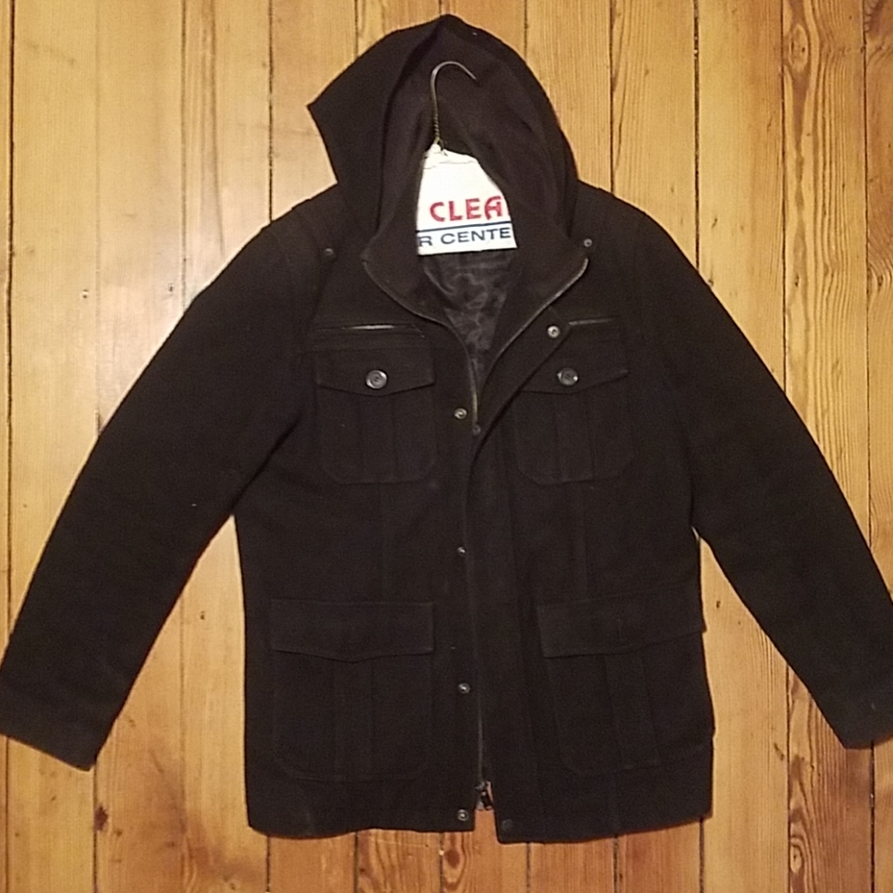 Guess black coat medium with removable hood